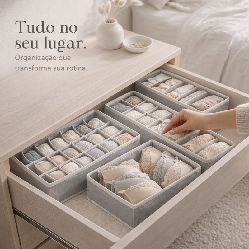 Organizador de Gavetas Modular Transparente Detalhe 2